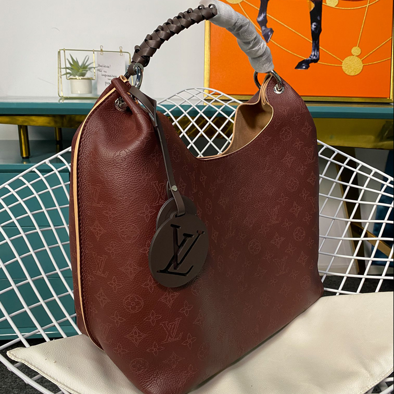 Louis Vuitton CARMEL Hobo Bag Mahina M56436 Chocolate Brown